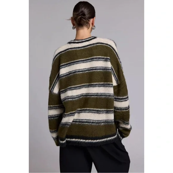 The Ragged Priest Green and Cream Crew Neck Sweater - Picture 2 of 3